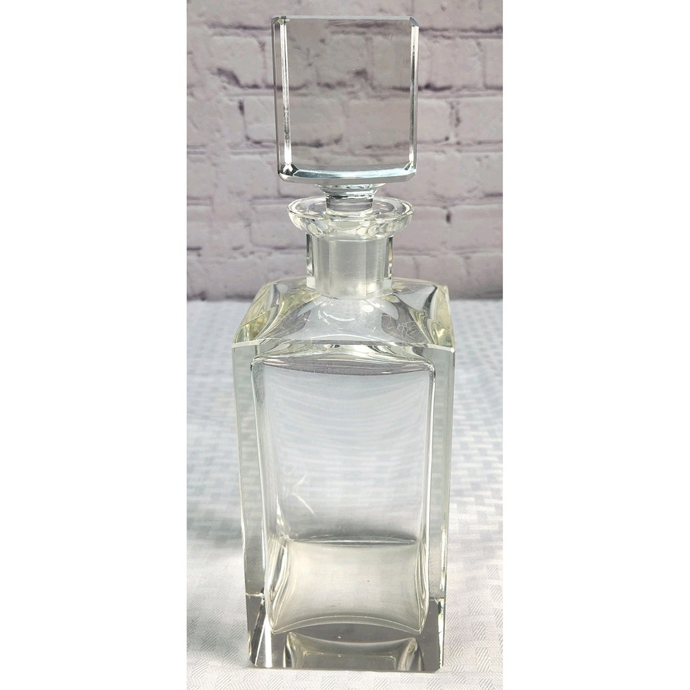 Vintage German POSSELT HEAVY Crystal Whiskey Square Liquor Decanter 11" Art Deco